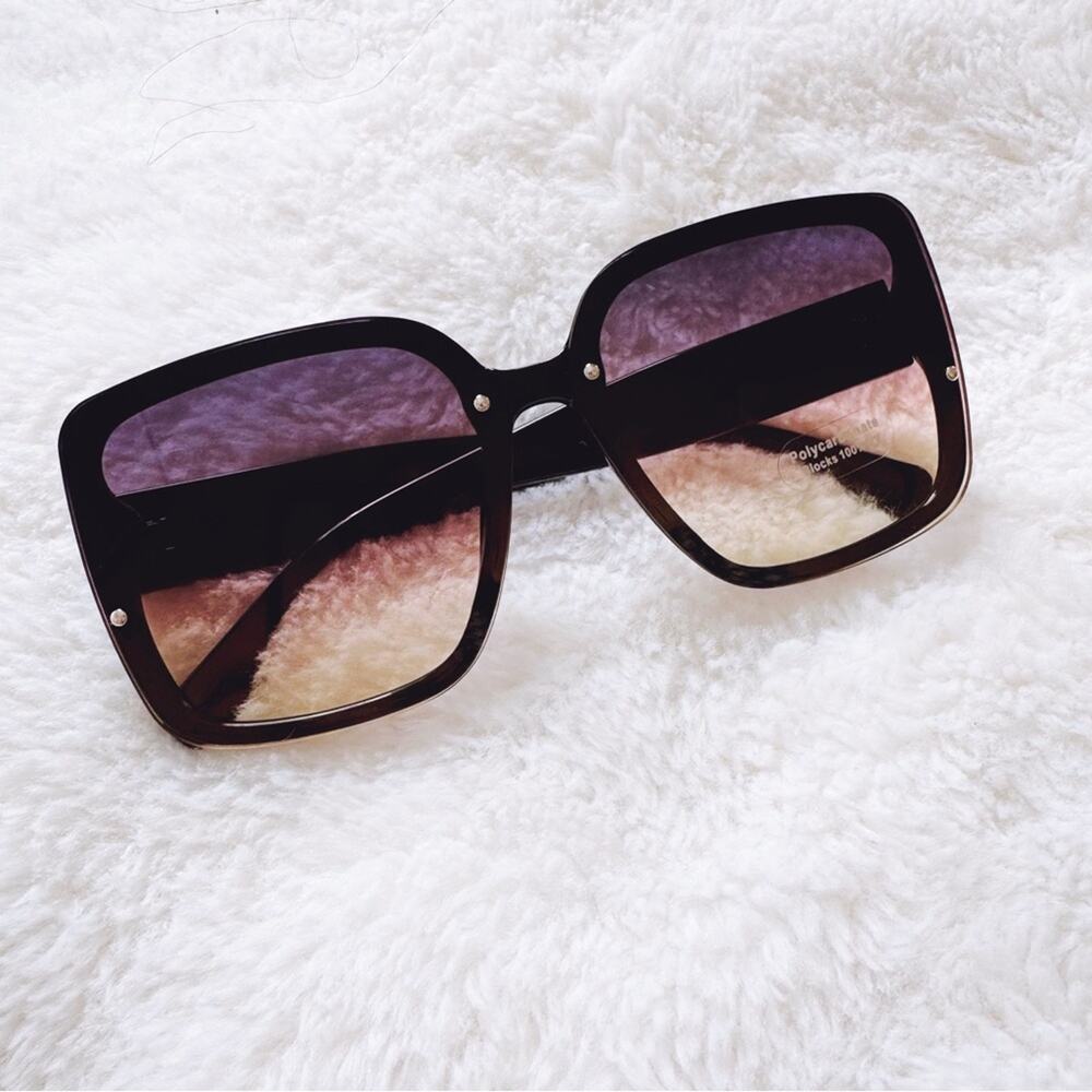 Abby Black & Pink Square Frame Sunglasses - Picture 3 of 10